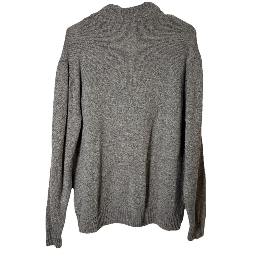 Enzo Mantovani Mens Large 100% Wool Quarter Zip Sweater Gray Pullover Mock Neck - Picture 5 of 5